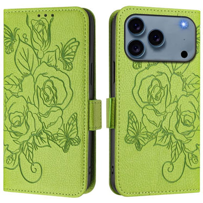 Embossed Rose RFID Anti-theft Leather Phone Case, For iPhone 18 Pro / 17 Pro, For iPhone 18 Pro Max / 17 Pro Max, For iPhone 17, For iPhone Air