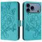 Embossed Rose RFID Anti-theft Leather Phone Case, For iPhone 18 Pro / 17 Pro, For iPhone 18 Pro Max / 17 Pro Max, For iPhone 17, For iPhone Air