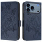 Embossed Rose RFID Anti-theft Leather Phone Case, For iPhone 18 Pro / 17 Pro, For iPhone 18 Pro Max / 17 Pro Max, For iPhone 17, For iPhone Air