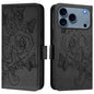 Embossed Rose RFID Anti-theft Leather Phone Case, For iPhone 18 Pro / 17 Pro, For iPhone 18 Pro Max / 17 Pro Max, For iPhone 17, For iPhone Air