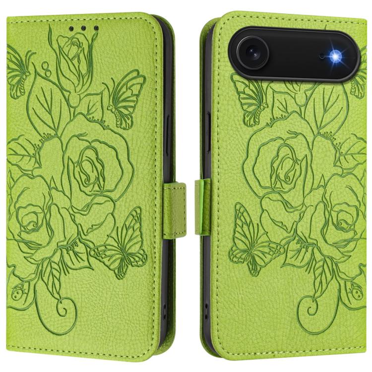 Embossed Rose RFID Anti-theft Leather Phone Case, For iPhone 18 Pro / 17 Pro, For iPhone 18 Pro Max / 17 Pro Max, For iPhone 17, For iPhone Air