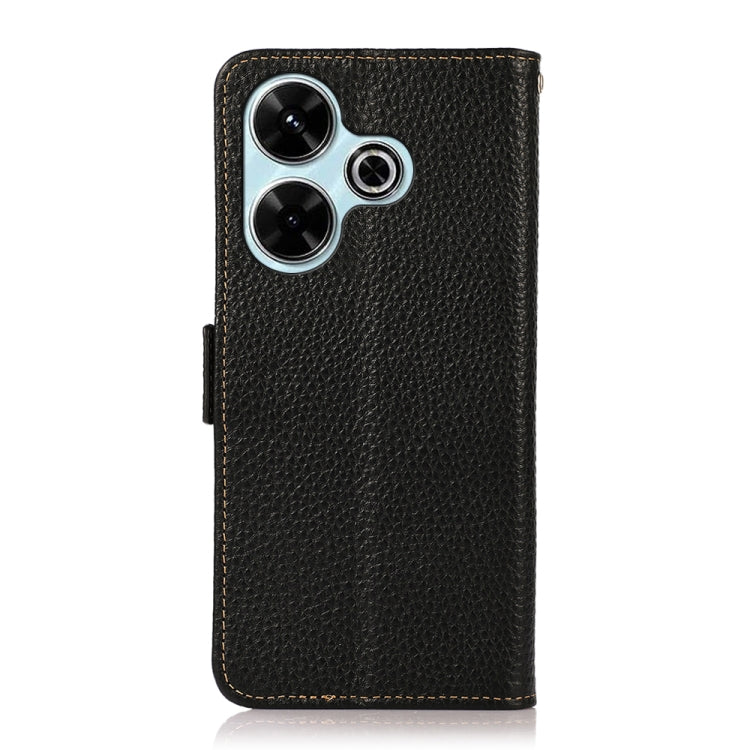 KHAZNEH Side-Magnetic Litchi Genuine Leather RFID Phone Case