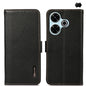 KHAZNEH Side-Magnetic Litchi Genuine Leather RFID Phone Case, For Redmi Turbo 4 / Poco X7 Pro, For Redmi Note 14 5G, For Redmi Note 14 Pro 5G, For Redmi 14C 4G, For Redmi 13 4G