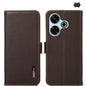KHAZNEH Side-Magnetic Litchi Genuine Leather RFID Phone Case, For Redmi Turbo 4 / Poco X7 Pro, For Redmi Note 14 5G, For Redmi Note 14 Pro 5G, For Redmi 14C 4G, For Redmi 13 4G