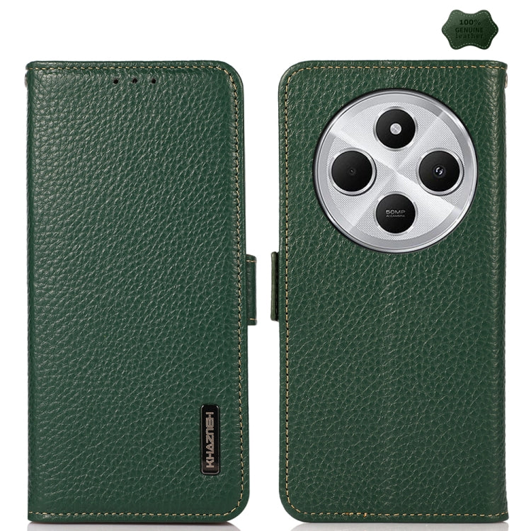 KHAZNEH Side-Magnetic Litchi Genuine Leather RFID Phone Case