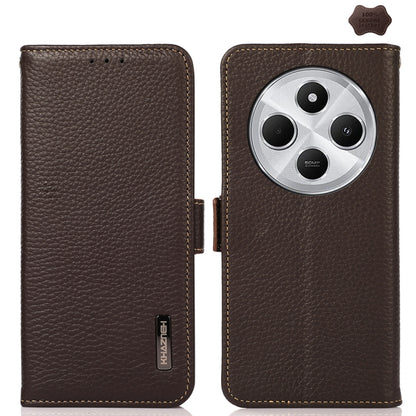 KHAZNEH Side-Magnetic Litchi Genuine Leather RFID Phone Case