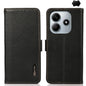 KHAZNEH Side-Magnetic Litchi Genuine Leather RFID Phone Case, For Redmi Turbo 4 / Poco X7 Pro, For Redmi Note 14 5G, For Redmi Note 14 Pro 5G, For Redmi 14C 4G, For Redmi 13 4G