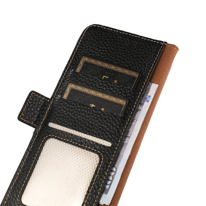 KHAZNEH Side-Magnetic Litchi Genuine Leather RFID Phone Case, For Redmi Note 14 5G, For Redmi Note 14 Pro 5G, For Redmi 14C 4G, For Redmi 13 4G