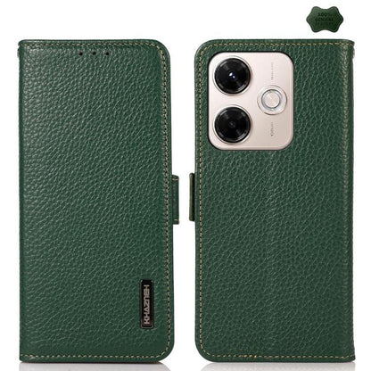 KHAZNEH Side-Magnetic Litchi Genuine Leather RFID Phone Case, For Redmi K90 Pro Max/Poco F8 Ultra, For Redmi K90/Poco F8 Pro, For Redmi Note 15 Pro+ 5G Global 163.3mm, For Redmi Note 15 Pro 5G Global 163.6mm, For Redmi Note 15 5G Global 164mm����������...