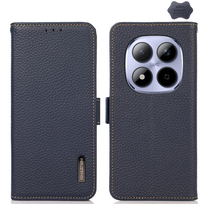 KHAZNEH Side-Magnetic Litchi Genuine Leather RFID Phone Case, For Redmi Turbo 5 Max 5G / Poco X8 Pro Max 5G, For Redmi Turbo 5 5G / Poco X8 Pro 5G, For Redmi Note 15 Pro+ 5G Global 163.3mm, For Redmi Note 15 5G Global 164mm                             ...