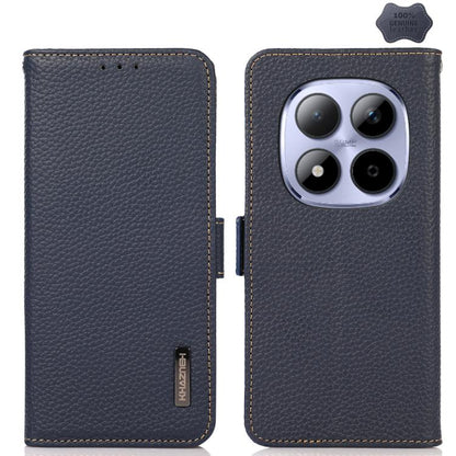 KHAZNEH Side-Magnetic Litchi Genuine Leather RFID Phone Case, For Redmi K90/Poco F8 Pro, For Redmi Note 15 Pro 5G Global 163.6mm, For Redmi 13x, For Redmi Note 14S 4G, For Redmi Turbo 4 Pro, For Redmi Turbo 4 / Poco X7 Pro