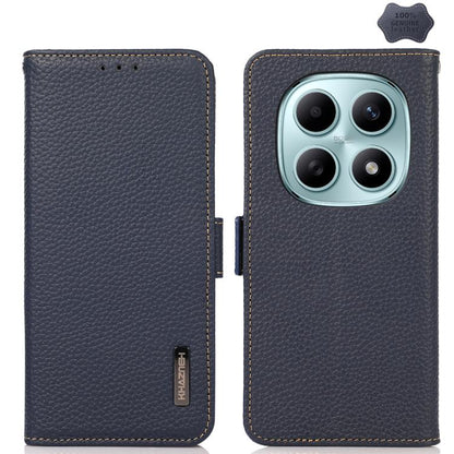 KHAZNEH Side-Magnetic Litchi Genuine Leather RFID Phone Case, For Redmi K90 Pro Max/Poco F8 Ultra, For Redmi K90/Poco F8 Pro, For Redmi Note 15 Pro+ 5G Global 163.3mm, For Redmi Note 15 Pro 5G Global 163.6mm, For Redmi Note 15 5G Global 164mm����������...