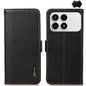 KHAZNEH Side-Magnetic Litchi Genuine Leather RFID Phone Case, For Redmi K90/Poco F8 Pro, For Redmi Note 15 Pro 5G Global 163.6mm, For Redmi 13x, For Redmi Note 14S 4G, For Redmi Turbo 4 Pro, For Redmi Turbo 4 / Poco X7 Pro