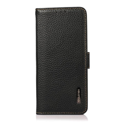 KHAZNEH Side-Magnetic Litchi Genuine Leather RFID Phone Case, For Redmi K90/Poco F8 Pro, For Redmi Note 15 Pro 5G Global 163.6mm, For Redmi 13x, For Redmi Note 14S 4G, For Redmi Turbo 4 Pro, For Redmi Turbo 4 / Poco X7 Pro