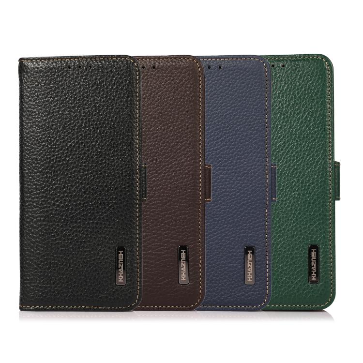 KHAZNEH Side-Magnetic Litchi Genuine Leather RFID Phone Case, For Redmi K90/Poco F8 Pro, For Redmi Note 15 Pro 5G Global 163.6mm, For Redmi 13x, For Redmi Note 14S 4G, For Redmi Turbo 4 Pro, For Redmi Turbo 4 / Poco X7 Pro