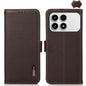 KHAZNEH Side-Magnetic Litchi Genuine Leather RFID Phone Case, For Redmi K90/Poco F8 Pro, For Redmi Note 15 Pro 5G Global 163.6mm, For Redmi 13x, For Redmi Note 14S 4G, For Redmi Turbo 4 Pro, For Redmi Turbo 4 / Poco X7 Pro