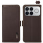 KHAZNEH Side-Magnetic Litchi Genuine Leather RFID Phone Case, For Redmi Turbo 5 Max 5G / Poco X8 Pro Max 5G, For Redmi Turbo 5 5G / Poco X8 Pro 5G, For Redmi Note 15 Pro+ 5G Global 163.3mm, For Redmi Note 15 5G Global 164mm                             ...