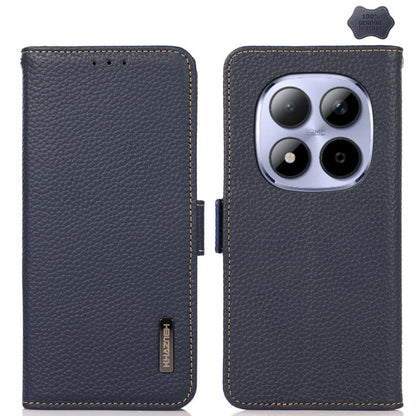 KHAZNEH Side-Magnetic Litchi Genuine Leather RFID Phone Case, For Redmi Turbo 5 Max 5G / Poco X8 Pro Max 5G, For Redmi Turbo 5 5G / Poco X8 Pro 5G, For Redmi Note 15 Pro+ 5G Global 163.3mm, For Redmi Note 15 5G Global 164mm                             ...