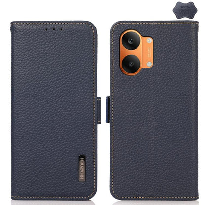 KHAZNEH Side-Magnetic Litchi Genuine Leather RFID Phone Case, For Redmi Turbo 5 Max 5G / Poco X8 Pro Max 5G, For Redmi Turbo 5 5G / Poco X8 Pro 5G, For Redmi Note 15 Pro+ 5G Global 163.3mm, For Redmi Note 15 5G Global 164mm                             ...