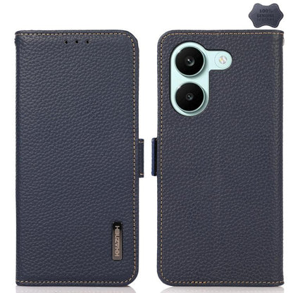 KHAZNEH Side-Magnetic Litchi Genuine Leather RFID Phone Case, For Redmi Turbo 5 Max 5G / Poco X8 Pro Max 5G, For Redmi Turbo 5 5G / Poco X8 Pro 5G, For Redmi Note 15 Pro+ 5G Global 163.3mm, For Redmi Note 15 5G Global 164mm                             ...