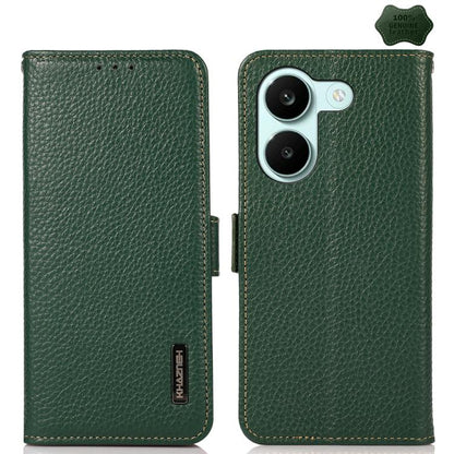 KHAZNEH Side-Magnetic Litchi Genuine Leather RFID Phone Case, For Redmi Turbo 5 Max 5G / Poco X8 Pro Max 5G, For Redmi Turbo 5 5G / Poco X8 Pro 5G, For Redmi Note 15 Pro+ 5G Global 163.3mm, For Redmi Note 15 5G Global 164mm                             ...