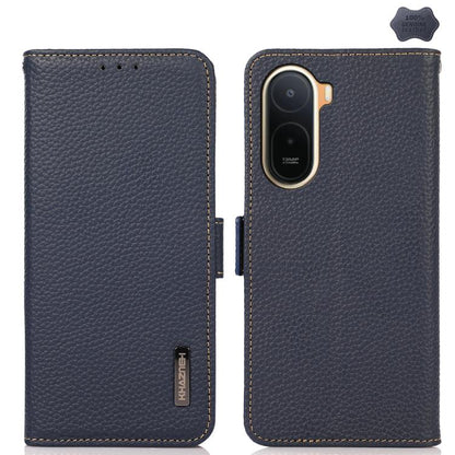 KHAZNEH Side-Magnetic Litchi Genuine Leather RFID Phone Case, For Redmi A7 Pro 171mm / Poco C85x 5G, For Redmi Turbo 5 Max 5G / Poco X8 Pro Max 5G, For Redmi Turbo 5 5G / Poco X8 Pro 5G, For Redmi Note 15 Pro+ 5G Global 163.3mm                         ...