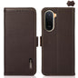 KHAZNEH Side-Magnetic Litchi Genuine Leather RFID Phone Case, For Redmi A7 Pro 171mm / Poco C85x 5G, For Redmi Turbo 5 Max 5G / Poco X8 Pro Max 5G, For Redmi Turbo 5 5G / Poco X8 Pro 5G, For Redmi Note 15 Pro+ 5G Global 163.3mm                         ...
