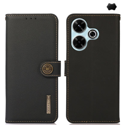KHAZNEH Custer Texture RFID Genuine Leather Phone Case, For Redmi Turbo 4 Pro, For Redmi Turbo 4, For Redmi Note 14 5G, For Redmi Note 14 Pro 5G, For Redmi 14C 4G, For Redmi 13 4G