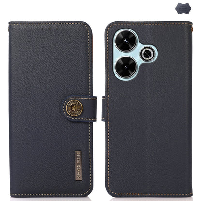 KHAZNEH Custer Texture RFID Genuine Leather Phone Case, For Redmi Turbo 4 Pro, For Redmi Turbo 4, For Redmi Note 14 5G, For Redmi Note 14 Pro 5G, For Redmi 14C 4G, For Redmi 13 4G