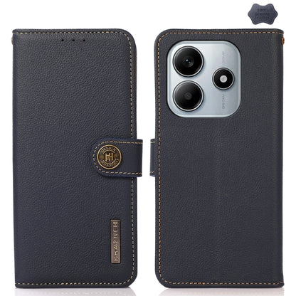 KHAZNEH Custer Texture RFID Genuine Leather Phone Case, For Redmi Turbo 4, For Redmi Note 14 5G, For Redmi Note 14 Pro 5G, For Redmi 14C 4G, For Redmi 13 4G