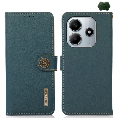 KHAZNEH Custer Texture RFID Genuine Leather Phone Case, For Redmi Turbo 4, For Redmi Note 14 5G, For Redmi Note 14 Pro 5G, For Redmi 14C 4G, For Redmi 13 4G