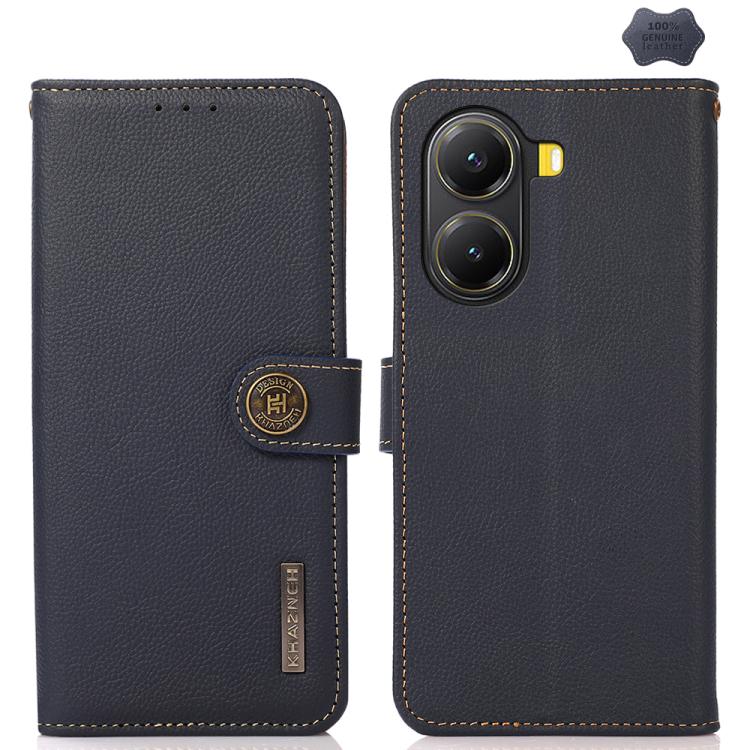 KHAZNEH Custer Texture RFID Genuine Leather Phone Case, For Redmi Note 15 Pro 5G Global 163.6mm, For Redmi 13x, For Redmi Note 14S 4G, For Redmi Turbo 4 Pro, For Redmi Turbo 4, For Redmi Note 14 5G, For Redmi Note 14 Pro 5G, For Redmi 14C 4G