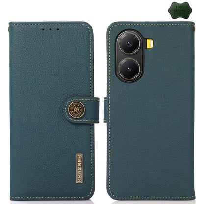 KHAZNEH Custer Texture RFID Genuine Leather Phone Case, For Redmi Note 15 Pro 5G Global 163.6mm, For Redmi 13x, For Redmi Note 14S 4G, For Redmi Turbo 4 Pro, For Redmi Turbo 4, For Redmi Note 14 5G, For Redmi Note 14 Pro 5G, For Redmi 14C 4G