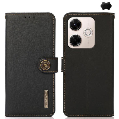 KHAZNEH Custer Texture RFID Genuine Leather Phone Case, For Redmi Note 15 Pro 5G Global 163.6mm, For Redmi 13x, For Redmi Note 14S 4G, For Redmi Turbo 4 Pro, For Redmi Turbo 4, For Redmi Note 14 5G, For Redmi Note 14 Pro 5G, For Redmi 14C 4G