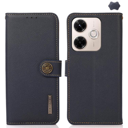 KHAZNEH Custer Texture RFID Genuine Leather Phone Case, For Redmi Note 15 Pro 5G Global 163.6mm, For Redmi 13x, For Redmi Note 14S 4G, For Redmi Turbo 4 Pro, For Redmi Turbo 4, For Redmi Note 14 5G, For Redmi Note 14 Pro 5G, For Redmi 14C 4G