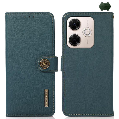 KHAZNEH Custer Texture RFID Genuine Leather Phone Case, For Redmi Note 15 Pro 5G Global 163.6mm, For Redmi 13x, For Redmi Note 14S 4G, For Redmi Turbo 4 Pro, For Redmi Turbo 4, For Redmi Note 14 5G, For Redmi Note 14 Pro 5G, For Redmi 14C 4G
