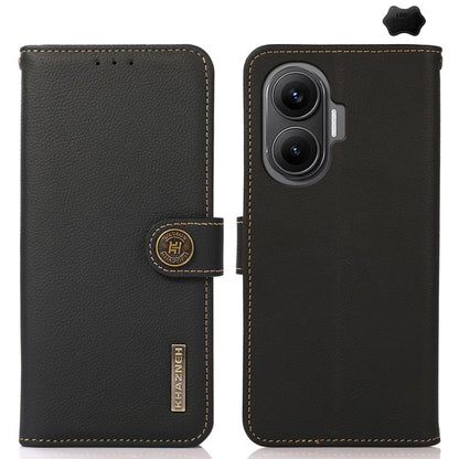 KHAZNEH Custer Texture RFID Genuine Leather Phone Case, For Redmi Note 15 Pro 5G Global 163.6mm, For Redmi 13x, For Redmi Note 14S 4G, For Redmi Turbo 4 Pro, For Redmi Turbo 4, For Redmi Note 14 5G, For Redmi Note 14 Pro 5G, For Redmi 14C 4G