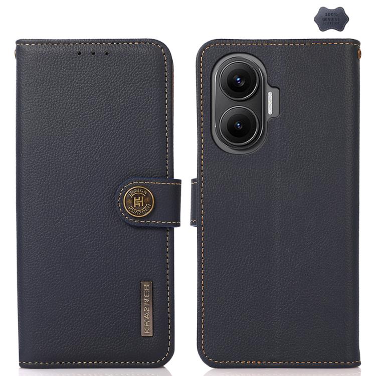 KHAZNEH Custer Texture RFID Genuine Leather Phone Case, For Redmi K90 Pro Max/Poco F8 Ultra, For Redmi K90/Poco F8 Pro, For Redmi Note 15 Pro+ 5G Global 163.3mm, For Redmi Note 15 Pro 5G Global 163.6mm, For Redmi Note 15 5G Global 164mm, For Redmi 13x�...