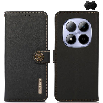 KHAZNEH Custer Texture RFID Genuine Leather Phone Case, For Redmi A7 Pro 171mm / Poco C85x 5G, For Redmi Turbo 5 Max / Poco X8 Pro Max, For Redmi Turbo 5 5G / Poco X8 Pro 5G, For Redmi Note 15 Pro+ 5G Global 163.3mm, For Redmi Note 15 5G Global 164mm  ...