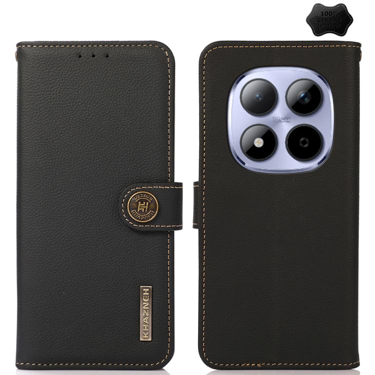 KHAZNEH Custer Texture RFID Genuine Leather Phone Case, For Redmi K90 Pro Max/Poco F8 Ultra, For Redmi K90/Poco F8 Pro, For Redmi Note 15 Pro+ 5G Global 163.3mm, For Redmi Note 15 Pro 5G Global 163.6mm, For Redmi Note 15 5G Global 164mm, For Redmi 13x�...
