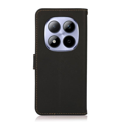 KHAZNEH Custer Texture RFID Genuine Leather Phone Case, For Redmi Note 15 Pro 5G Global 163.6mm, For Redmi 13x, For Redmi Note 14S 4G, For Redmi Turbo 4 Pro, For Redmi Turbo 4, For Redmi Note 14 5G, For Redmi Note 14 Pro 5G, For Redmi 14C 4G