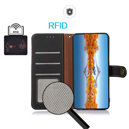 KHAZNEH Custer Texture RFID Genuine Leather Phone Case, For Redmi Note 15 Pro 5G Global 163.6mm, For Redmi 13x, For Redmi Note 14S 4G, For Redmi Turbo 4 Pro, For Redmi Turbo 4, For Redmi Note 14 5G, For Redmi Note 14 Pro 5G, For Redmi 14C 4G
