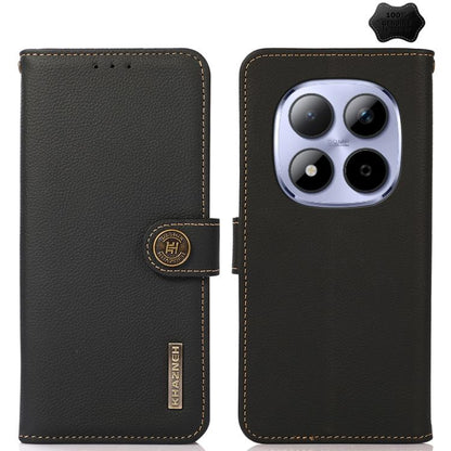 KHAZNEH Custer Texture RFID Genuine Leather Phone Case, For Redmi Note 15 Pro 5G Global 163.6mm, For Redmi 13x, For Redmi Note 14S 4G, For Redmi Turbo 4 Pro, For Redmi Turbo 4, For Redmi Note 14 5G, For Redmi Note 14 Pro 5G, For Redmi 14C 4G