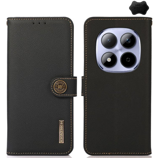 KHAZNEH Custer Texture RFID Genuine Leather Phone Case, For Redmi Note 15 Pro 5G Global 163.6mm, For Redmi 13x, For Redmi Note 14S 4G, For Redmi Turbo 4 Pro, For Redmi Turbo 4, For Redmi Note 14 5G, For Redmi Note 14 Pro 5G, For Redmi 14C 4G