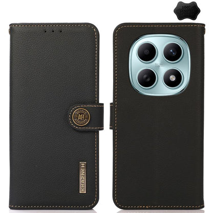 KHAZNEH Custer Texture RFID Genuine Leather Phone Case, For Redmi A7 Pro 171mm / Poco C85x 5G, For Redmi Turbo 5 Max / Poco X8 Pro Max, For Redmi Turbo 5 5G / Poco X8 Pro 5G, For Redmi Note 15 Pro+ 5G Global 163.3mm, For Redmi Note 15 5G Global 164mm  ...