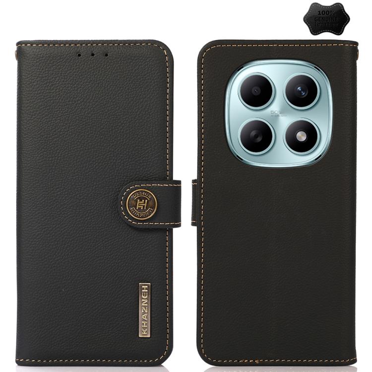 KHAZNEH Custer Texture RFID Genuine Leather Phone Case, For Redmi K90 Pro Max/Poco F8 Ultra, For Redmi K90/Poco F8 Pro, For Redmi Note 15 Pro+ 5G Global 163.3mm, For Redmi Note 15 Pro 5G Global 163.6mm, For Redmi Note 15 5G Global 164mm, For Redmi 13x�...