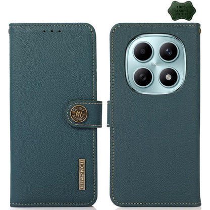 KHAZNEH Custer Texture RFID Genuine Leather Phone Case, For Redmi A7 Pro 171mm / Poco C85x 5G, For Redmi Turbo 5 Max / Poco X8 Pro Max, For Redmi Turbo 5 5G / Poco X8 Pro 5G, For Redmi Note 15 Pro+ 5G Global 163.3mm, For Redmi Note 15 5G Global 164mm  ...