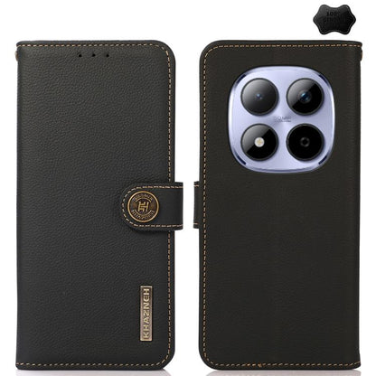 KHAZNEH Custer Texture RFID Genuine Leather Phone Case, For Redmi A7 Pro 171mm / Poco C85x 5G, For Redmi Turbo 5 Max / Poco X8 Pro Max, For Redmi Turbo 5 5G / Poco X8 Pro 5G, For Redmi Note 15 Pro+ 5G Global 163.3mm, For Redmi Note 15 5G Global 164mm  ...