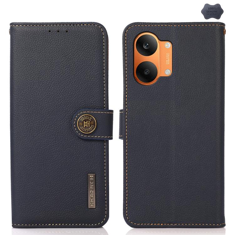 KHAZNEH Custer Texture RFID Genuine Leather Phone Case, For Redmi A7 Pro 171mm / Poco C85x 5G, For Redmi Turbo 5 Max / Poco X8 Pro Max, For Redmi Turbo 5 5G / Poco X8 Pro 5G, For Redmi Note 15 Pro+ 5G Global 163.3mm, For Redmi Note 15 5G Global 164mm  ...
