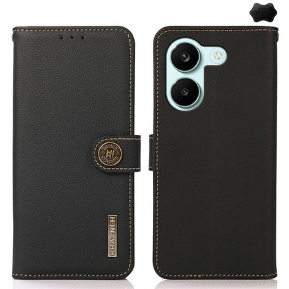 KHAZNEH Custer Texture RFID Genuine Leather Phone Case, For Redmi A7 Pro 171mm / Poco C85x 5G, For Redmi Turbo 5 Max / Poco X8 Pro Max, For Redmi Turbo 5 5G / Poco X8 Pro 5G, For Redmi Note 15 Pro+ 5G Global 163.3mm, For Redmi Note 15 5G Global 164mm  ...